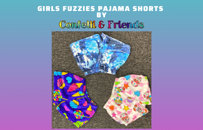 Confetti and Friends Girl’s Womens and Boys Fuzzies Plush Super Soft Cozy Pajama Shorts Sizes 5/6 to Junior Small 